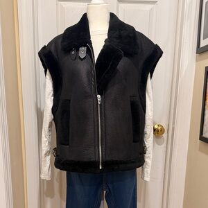 Women's Blank NYC Black Shearling Vest sz L